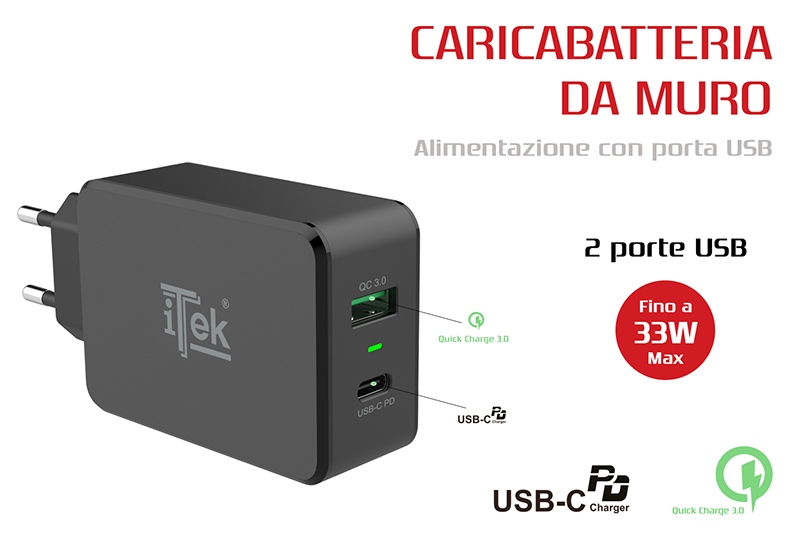 Caricabatteria da muro da 33W - Itek